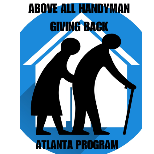  Above All Handyman logo for the giving back to Atlanta Program with two eldrly people walking with a home in the background